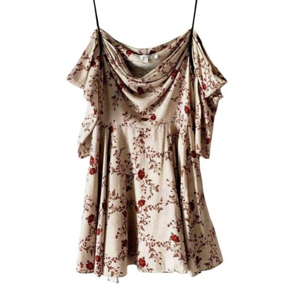 Lovers + Friends, Cream & Floral Cindy Mini Dress, Cottagecore Boho, Size Medium - Picture 2 of 8